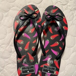 Kate Spade Black Sandals with Red and Purple Accents
